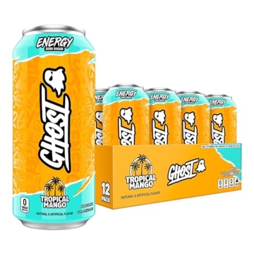 GHOST Energy Drink - 12-Pack, Tropical Mango - Boost Energy & Focus