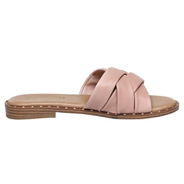 DREAM PAIRS Cute Slip On Studded Flat Slides Sandals