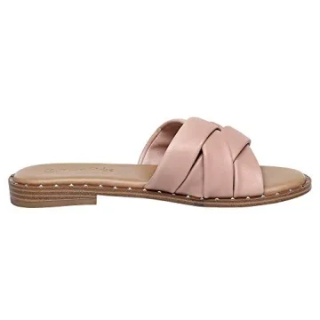 DREAM PAIRS Cute Slip On Studded Flat Slides Sandals