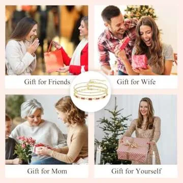 Gold Birthstone Bracelet for Women, 18K Gold Plated Layered Jewelry Bracelet Set, Women Dainty Stackable Bracelets Link Paperclip Chain Valentines Day Gift for Women