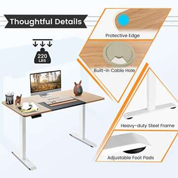 COSTWAY 55x28 Inches Electric Standing Desk, Height-Adjustable Stand-up Desk w/Smart Controller & 4 Memory Settings, Ergonomic Computer Workstation w/Built-in Cable Hole, for Home Office