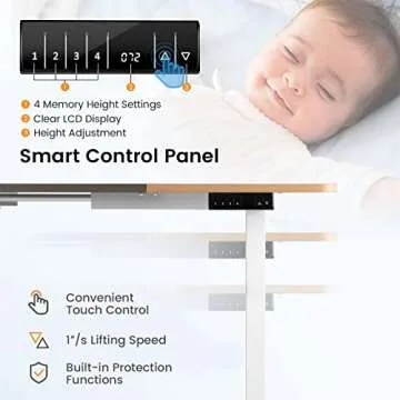 COSTWAY 55x28 Inches Electric Standing Desk, Height-Adjustable Stand-up Desk w/Smart Controller & 4 Memory Settings, Ergonomic Computer Workstation w/Built-in Cable Hole, for Home Office