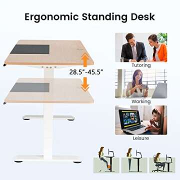COSTWAY 55x28 Inches Electric Standing Desk, Height-Adjustable Stand-up Desk w/Smart Controller & 4 Memory Settings, Ergonomic Computer Workstation w/Built-in Cable Hole, for Home Office