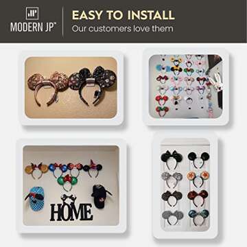 Modern JP Adhesive Hooks for Disney Ears (8-Pack) - Minimalist Headband Organizer