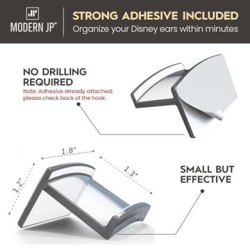 Modern JP Adhesive Hooks for Disney Ears - 8-Pack Display
