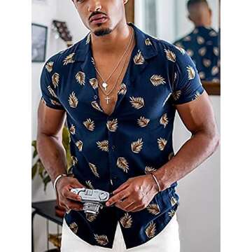 SIROU Men's Printed Shirt - Casual Loose Short-Sleeved Fashion for Vacation
