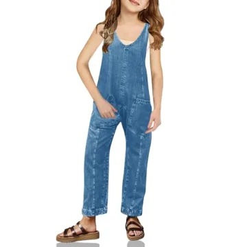 Stylish Haloumoning Girls' Denim Overall Jumpsuit