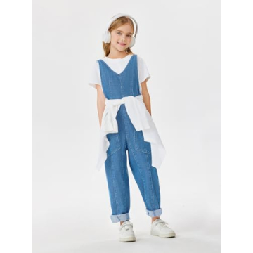Stylish Haloumoning Girls' Denim Overall Jumpsuit