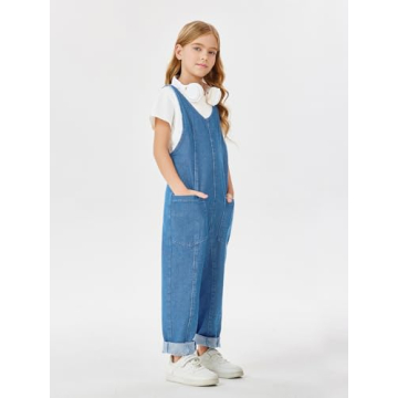 Stylish Haloumoning Girls' Denim Overall Jumpsuit