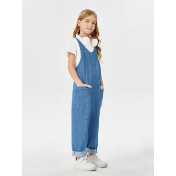 Stylish Haloumoning Girls' Denim Overall Jumpsuit