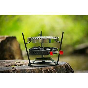 CampMaid Flip Grill & Trivet - Portable Grill Grate for Outdoor Cooking - Portable BBQ Grill Grate & Trivet - Multipurpose BBQ Accessory for Steaming, Grilling, Smoking, & More