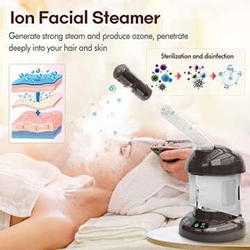 Hair Steamer Kingsteam 2 in 1 Ozone Facial Steamer, Design for Personal Care Use at Home or Salon Barber (Coffee)