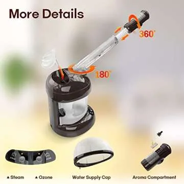 Hair Steamer Kingsteam 2 in 1 Ozone Facial Steamer, Design for Personal Care Use at Home or Salon Barber (Coffee)