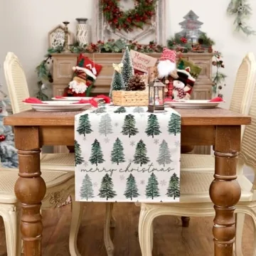ARKENY 13x72 Merry Christmas Table Runner for Festive Decor