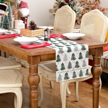 ARKENY 13x72 Merry Christmas Table Runner for Festive Decor