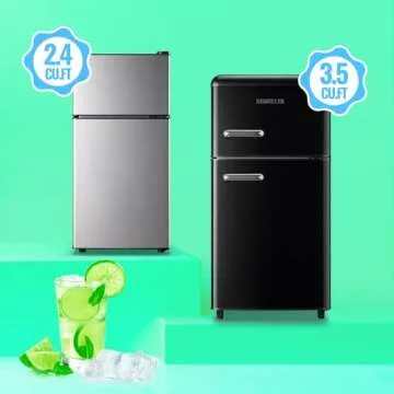 DEMULLER Mini Fridge with Freezer, 2.4 Cu.Ft Personal Refrigerator Only for One Person Use, Silver Tiny Small Size Refrigerator with 7 Level Adjustable Temperature and Double Door