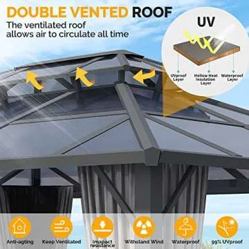 BACKYADOOR 10'x12' Hardtop Gazebo for Outdoor Spaces