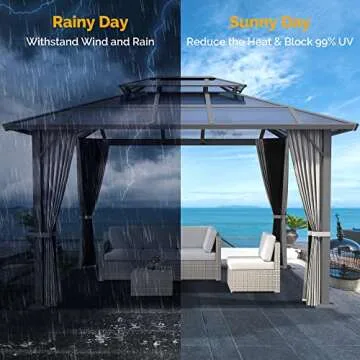 BACKYADOOR 10'x12' Hardtop Gazebo for Outdoor Spaces