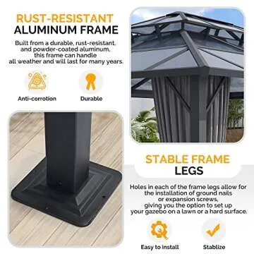 BACKYADOOR 10'x12' Hardtop Gazebo for Outdoor Spaces