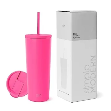 Stylish Simple Modern Insulated Tumbler with Lid and Straw - Perfect Travel Mug for Hot & Cold Drink...