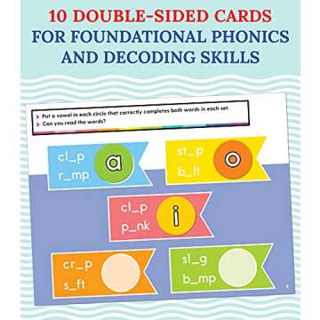 Carson Dellosa Edu-Clings Silicone Center Vowels Manipulative—Grades K-2 Dry-Erase Mats with a, e,...