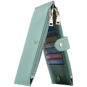 Travelambo RFID Wallet Women Large Size Bifold Multi Card Wallet Case with Zipper Pocket Credit Card...