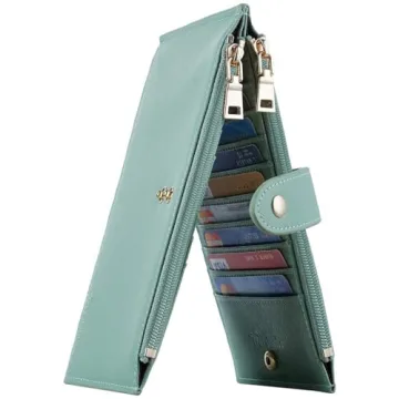 Travelambo RFID Wallet Women Large Size Bifold Multi Card Wallet Case with Zipper Pocket Credit Card...