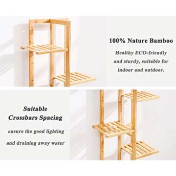 Bamboo 6 Tier Plant Stand for Indoor Outdoor Use
