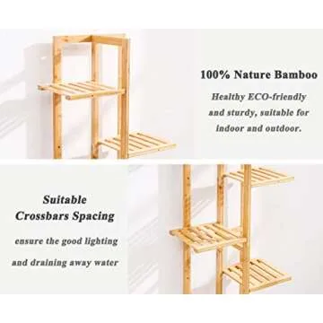 Bamboo 6 Tier Plant Stand for Indoor Outdoor Use