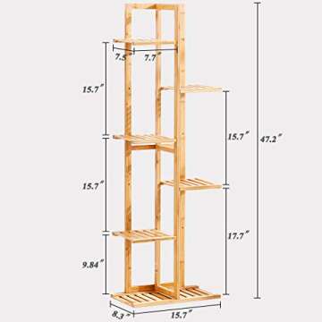 Bamboo 6 Tier Plant Stand for Indoor Outdoor Use