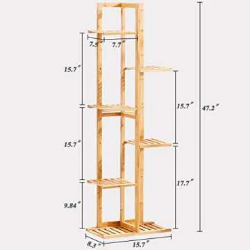 Bamboo 6 Tier Plant Stand for Indoor Outdoor Use