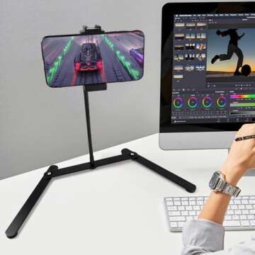 KAVAVO Adjustable Gooseneck Cellphone Holder,Overhead Phone Mount,Table Top Teaching Online Stand fo...