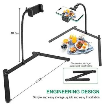 KAVAVO Adjustable Gooseneck Cellphone Holder,Overhead Phone Mount,Table Top Teaching Online Stand for Live Streaming and Online Video and Food Crafting Demo Drawing Sketching Recording.