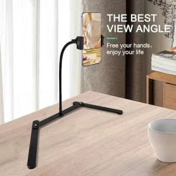 KAVAVO Adjustable Gooseneck Cellphone Holder,Overhead Phone Mount,Table Top Teaching Online Stand for Live Streaming and Online Video and Food Crafting Demo Drawing Sketching Recording.