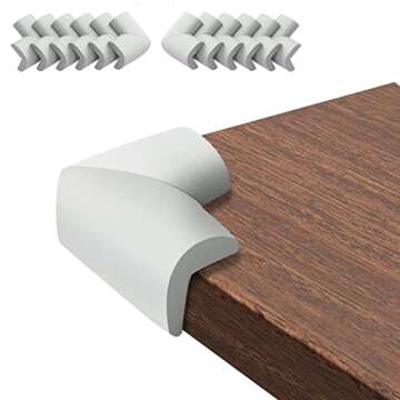 12 Pack Corner Protector Baby Proofing Corners and Edge Guards, Soft Safety Pre-Taped Rubber Foam Fu...