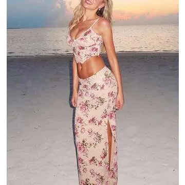 Women Y2K Sexy Maxi Skirt Set - Summer Party Outfit