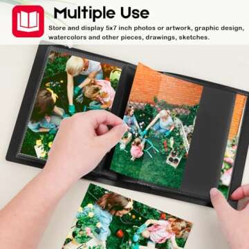 Aevdor Photo Album 5x7 Holds 64 Photos Black Inner Pages with Strong Elastic Band, Small Photo Album...