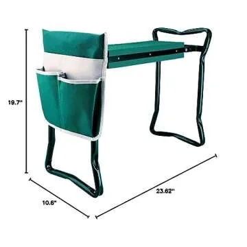 Garden Kneeler and Seat,with 2 Tool Bags Pouches and Claw Gloves,Portable Lightweight Garden Bench Thicken EVA Foam Pad Sturdy Steel Pipe Practical Garden Tools(Green)