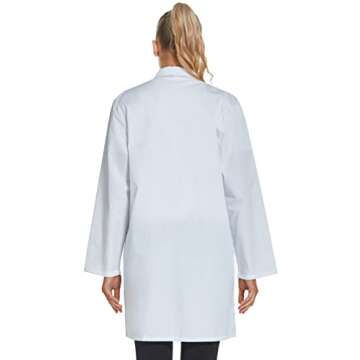 VOGRYE Professional Lab Coat for Women Long Sleeve, White, Unisex L…
