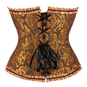 frawirshau Women's Lace Up Boned Corset Top in Ginger S