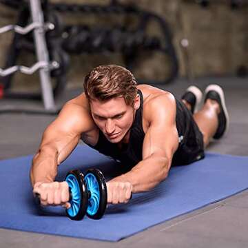 Odoland 4-in-1 AB Wheel Roller Kit AB Roller Pro with Push-Up Bar, Jump Rope and Knee Pad - Perfect Abdominal Core Carver Fitness Workout for Abs - Home Gym Workout