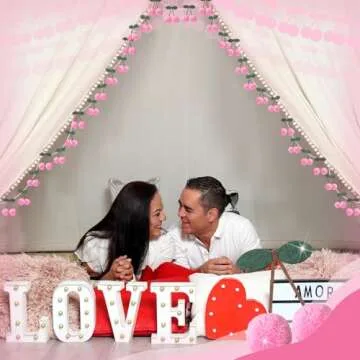 Jexine 3 Pieces Cherry Garland Decor Valentine's Day Cherries Party Decoration Galentine's Day Pompom Felt Bunting Cherries 6.6 Ft Garland Colorful DIY Fruit Hanging for Baby Birthday Wedding(Pink)