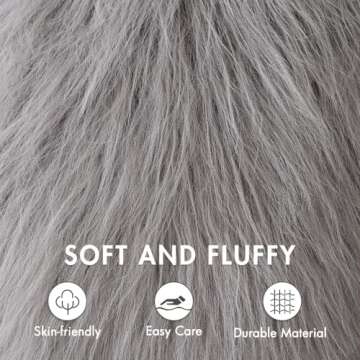 MIULEE Pack of 2 Decorative Faux Fur Throw Pillow Covers New Luxury Series Style Fluffy Pillow Case Cushion Cover for Sofa Bedroom Car Light Gery 18 x 18 Inch