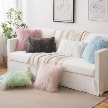 MIULEE Pack of 2 Decorative Faux Fur Throw Pillow Covers New Luxury Series Style Fluffy Pillow Case Cushion Cover for Sofa Bedroom Car Light Gery 18 x 18 Inch