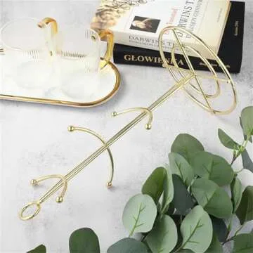 RomanticDesign 6 Holder, Countertop Mug Tree, 6 Hook Coffee Cup Dryer Kitchen Coffee Mug Tree Countertop Tea Cups Holder Stand,Gold