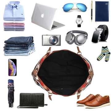 Cow Print Weekender Bag Atzec Print Duffle Bag with Shouler Strap Cow Print Overnight Bags for Women Western Weekender Bag for Hospital Maternity