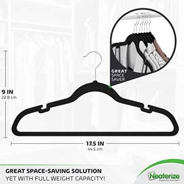 Velvet Hangers 60 Pack Black – Heavy Duty Clothes Hangers Space Saving - Non Slip Felt Hangers for Closet - Perchas Ganchos para Colgar Ropa Hangars