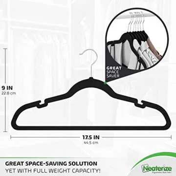 Velvet Hangers 60 Pack Black – Heavy Duty Clothes Hangers Space Saving - Non Slip Felt Hangers for Closet - Perchas Ganchos para Colgar Ropa Hangars