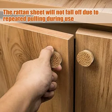 Chic Boho Rattan Cabinet Dresser Knobs - 24 Pack in Natural Wood