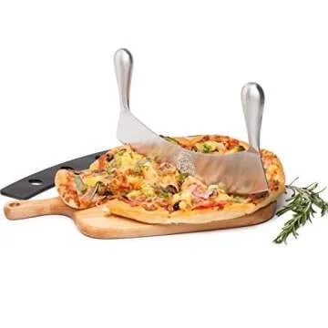 The Bold Bee 12" Stainless Steel Mezzaluna Knife & Cover + FREE Stainless Steel Soap Odor Remover | Pizza Cutter | Fruit, Vegetable & Salad Chopper & Dicer | Herb Mincer